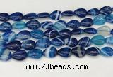 CAA4691 15.5 inches 10*14mm flat teardrop banded agate beads wholesale