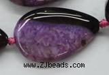 CAA475 15.5 inches 25*38mm flat teardrop agate druzy geode beads