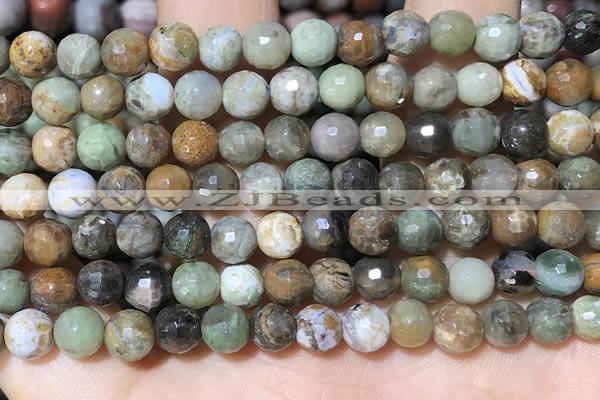 CAA4860 15.5 inches 6mm faceted round ocean agate beads