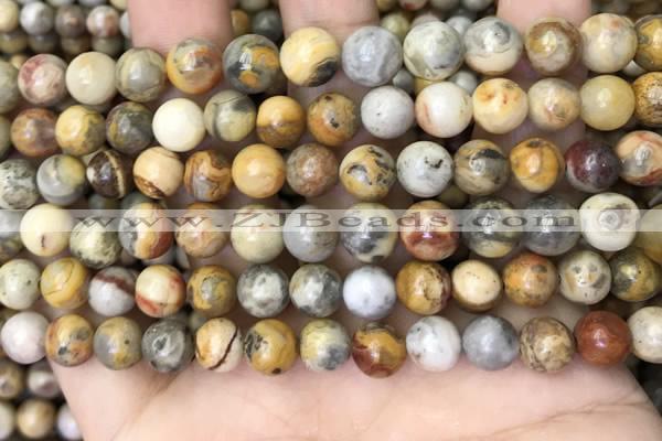 CAA4935 15.5 inches 8mm round yellow crazy lace agate beads wholesale