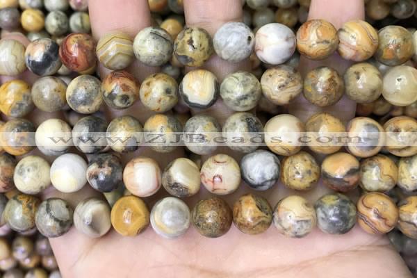 CAA4936 15.5 inches 10mm round yellow crazy lace agate beads wholesale