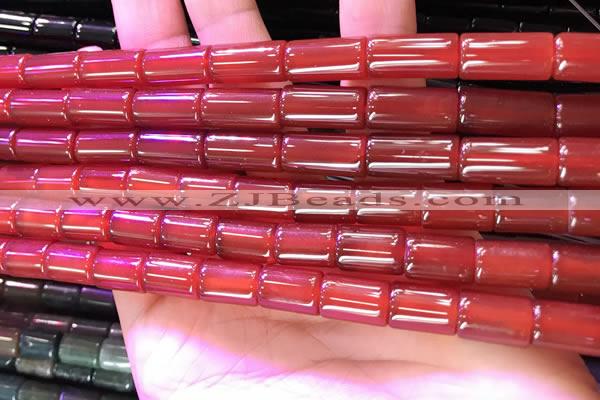 CAA4997 15.5 inches 8*12mm tube red agate beads wholesale