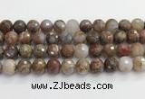 CAA5013 15.5 inches 12mm faceted round flower agate beads