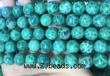 CAA5024 15.5 inches 12mm round green dragon veins agate beads