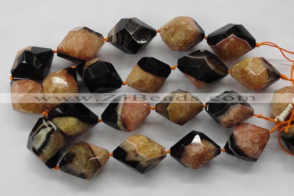 CAA503 15.5 inches 26*38mm faceted nuggets agate druzy geode beads