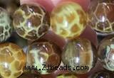 CAA5038 15.5 inches 8mm round yellow dragon veins agate beads