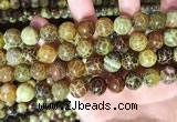 CAA5040 15.5 inches 12mm round yellow dragon veins agate beads