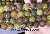 CAA5042 15.5 inches 16mm round yellow dragon veins agate beads