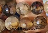 CAA5062 15.5 inches 6mm faceted round dragon veins agate beads