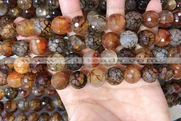 CAA5065 15.5 inches 12mm faceted round dragon veins agate beads
