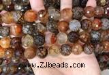 CAA5066 15.5 inches 14mm faceted round dragon veins agate beads