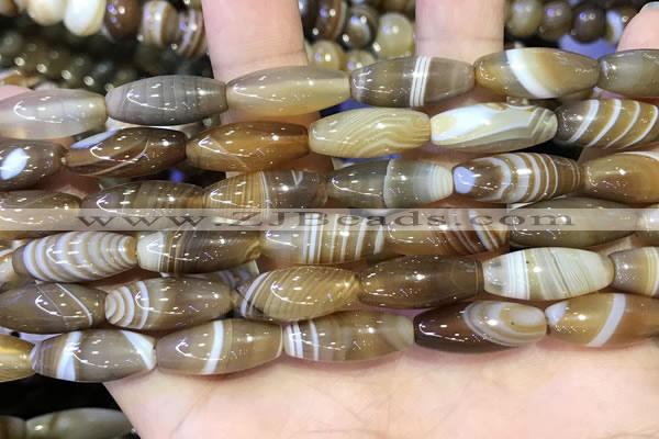 CAA5110 15.5 inches 8*16mm rice striped agate beads wholesale