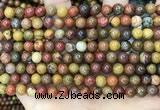 CAA5132 15.5 inches 4mm round red moss agate beads wholesale