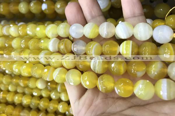 CAA5150 15.5 inches 6mm faceted round banded agate beads