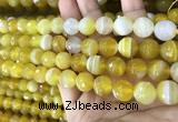 CAA5151 15.5 inches 8mm faceted round banded agate beads