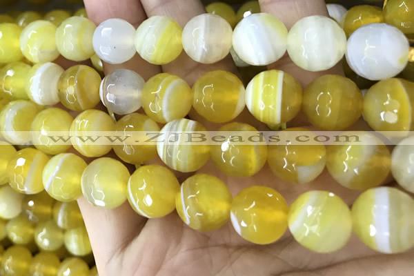 CAA5155 15.5 inches 16mm faceted round banded agate beads