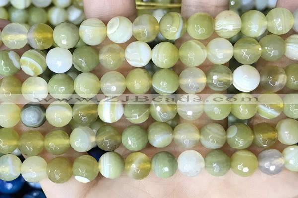 CAA5158 15.5 inches 8mm faceted round banded agate beads