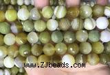 CAA5161 15.5 inches 14mm faceted round banded agate beads