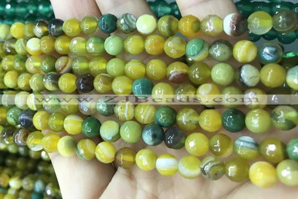 CAA5164 15.5 inches 6mm faceted round banded agate beads