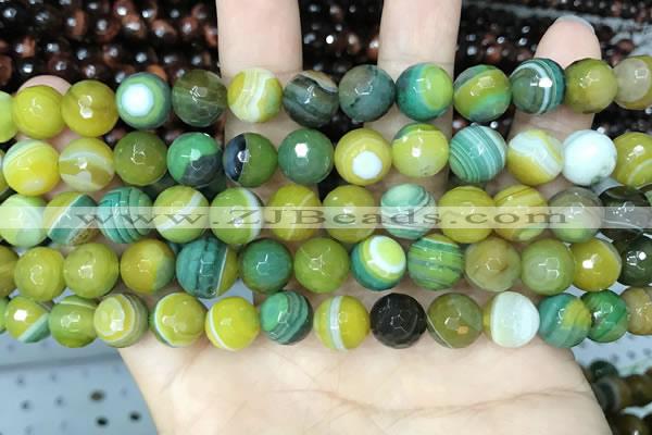 CAA5165 15.5 inches 8mm faceted round banded agate beads