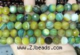 CAA5166 15.5 inches 10mm faceted round banded agate beads