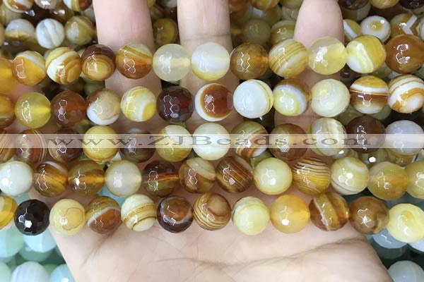 CAA5171 15.5 inches 6mm faceted round banded agate beads