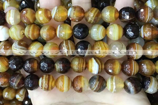 CAA5173 15.5 inches 10mm faceted round banded agate beads