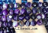 CAA5183 15.5 inches 16mm faceted round banded agate beads