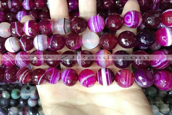 CAA5188 15.5 inches 12mm faceted round banded agate beads