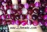 CAA5189 15.5 inches 14mm faceted round banded agate beads