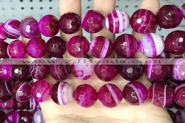 CAA5190 15.5 inches 16mm faceted round banded agate beads