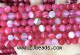 CAA5193 15.5 inches 8mm faceted round banded agate beads