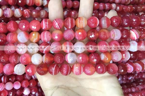 CAA5199 15.5 inches 6mm faceted round banded agate beads