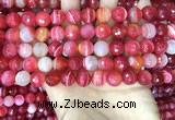 CAA5200 15.5 inches 8mm faceted round banded agate beads