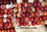 CAA5208 15.5 inches 10mm faceted round banded agate beads