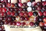 CAA5214 15.5 inches 8mm faceted round banded agate beads