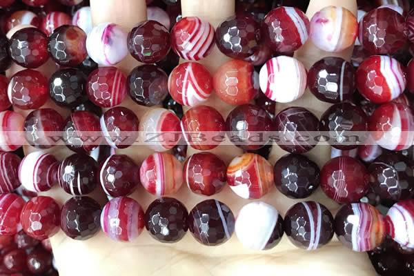CAA5216 15.5 inches 12mm faceted round banded agate beads