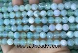 CAA5221 15.5 inches 8mm faceted round banded agate beads