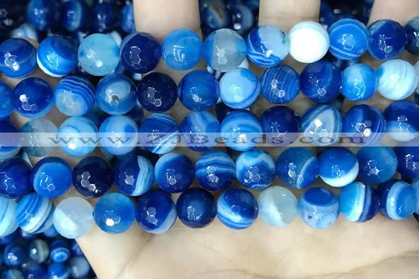 CAA5229 15.5 inches 10mm faceted round banded agate beads