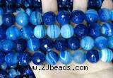 CAA5231 15.5 inches 14mm faceted round banded agate beads