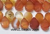 CAA5301 Top drilled 6*8mm flat teardrop line agate beads