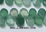 CAA5307 Top drilled 6*8mm flat teardrop line agate beads