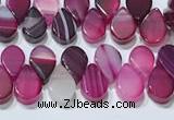 CAA5308 Top drilled 6*8mm flat teardrop line agate beads