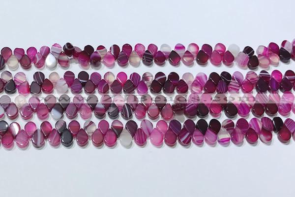 CAA5308 Top drilled 6*8mm flat teardrop line agate beads