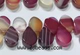 CAA5309 Top drilled 6*8mm flat teardrop line agate beads