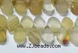 CAA5310 Top drilled 6*8mm flat teardrop line agate beads