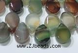 CAA5312 Top drilled 6*8mm flat teardrop line agate beads