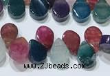 CAA5314 Top drilled 6*8mm flat teardrop line agate beads