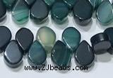 CAA5317 Top drilled 6*8mm flat teardrop line agate beads