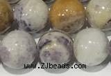 CAA5487 15 inches 8mm round purple flower stone beads